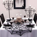 Cifeeo-Halloween Decoration Lace Spider Web Skeleton Skull Tablecloth Black Fireplace Mantel Scarf Event Party Decoration Supplies