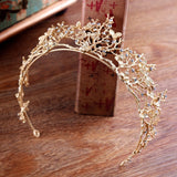 Gold Color Crystal Crowns Bride Tiara Fashion Queen For Wedding Crown Headpiece Branches Dragonflies Wedding Hair Jewelry