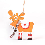 Hand painted deer Christmas Wooden Pendant Elk Xmas Tree Ornaments Hanging Decor DIY Christmas Decorations for Home 2024