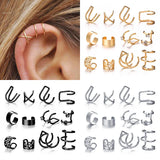 Cifeeo-Christmas Gift New Year's Eve Gift 12 Pcs/set Punk Simple Wrap Earring Set For Women Clip on Earrings No piercing Ear Cuff Fashion Female Jewelry Gift