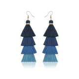 Cifeeo-Christmas Gift New Year's Eve Gift Bohemian 4 Layered Tassel Earrings For Women Ethnic Long Fringe Multi color Statement Dangle Earring GirlsFashion Jewelry