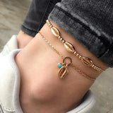 Cifeeo-Christmas Gift New Year's Eve Gift Female Bohemian Shell Heart Summer Anklets For Women Tortoise Ankle Bracelets Girls Barefoot on Leg Chain Jewelry Gift