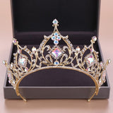 Christmas Gift Baroque Crystal Tiara Crown Bride Hair Accessories Colorful Crystal Crown Bride's Tiaras Wedding Headpiece Princess Queen Diadem
