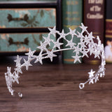 Christmas Gift Rhinestone Stars Tiaras Bride Wedding Hair Accessories Crystal Crown Tiara Handamade Bridal Hair Jewelry Party Gift