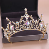 Christmas Gift Baroque Crystal Tiara Crown Bride Hair Accessories Colorful Crystal Crown Bride's Tiaras Wedding Headpiece Princess Queen Diadem