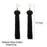 Cifeeo-Christmas Gift New Year's Eve Gift Bohemia Ethnic tassel Drop Earrings For women 2020 Trendy Black Red Yellow Green Long Silk Fringed Dangles statement ear Jewelry