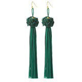 Cifeeo-Christmas Gift New Year's Eve Gift Bohemia Ethnic tassel Drop Earrings For women 2020 Trendy Black Red Yellow Green Long Silk Fringed Dangles statement ear Jewelry