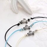 Cifeeo-Christmas Gift New Year's Eve Gift Vintage Turtle Anklets For women Summer Beach Barefoot Crochet Sandals Ankle Bracelets on Foot Wax rope Chain Jewelry