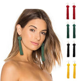 Cifeeo-Christmas Gift New Year's Eve Gift Bohemia Ethnic tassel Drop Earrings For women 2020 Trendy Black Red Yellow Green Long Silk Fringed Dangles statement ear Jewelry