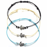 Cifeeo-Christmas Gift New Year's Eve Gift Vintage Turtle Anklets For women Summer Beach Barefoot Crochet Sandals Ankle Bracelets on Foot Wax rope Chain Jewelry