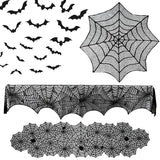 Cifeeo-Halloween Decoration Lace Spider Web Skeleton Skull Tablecloth Black Fireplace Mantel Scarf Event Party Decoration Supplies