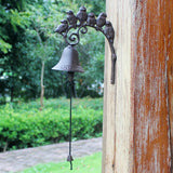 Cifeeo-Halloween Rustic Cast Iron 6 Bird Doorbell Wall Bell European Rustic Home Garden Decor Wall Mounted Handing Cranking Welcome Door Bell