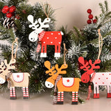 Hand painted deer Christmas Wooden Pendant Elk Xmas Tree Ornaments Hanging Decor DIY Christmas Decorations for Home 2024