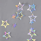 Cifeeo-Laser Silver Paper Star Garland Banner Happy Birthday Party Decoration Girl Boy Baby Shower Wedding Christmas Wall Hanging Decor