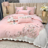 Cifeeo-Autumn and Winter Bedding Set Chinese Style Flowers Embroidery Shaggy Velvet Fleece Bedding Set, Duvet Cover Set, Plush, Warm Quilt, Bed Sheet, Pillowcases