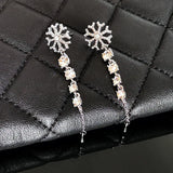 Cifeeo-Christmas gifts Crystal Zircon Snowflake Stud Earrings For Women Shiny Rhinestone Charm Earring Girls Christmas New Year Birthday Jewelry Gifts