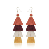 Cifeeo-Christmas Gift New Year's Eve Gift Bohemian 4 Layered Tassel Earrings For Women Ethnic Long Fringe Multi color Statement Dangle Earring GirlsFashion Jewelry