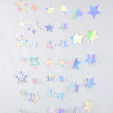 Cifeeo-Laser Silver Paper Star Garland Banner Happy Birthday Party Decoration Girl Boy Baby Shower Wedding Christmas Wall Hanging Decor