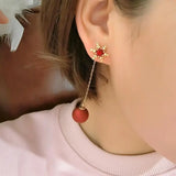 Cifeeo-Christmas gifts Fashion Christmas Red Dangle Earrings For Women Rhinestone Snowflake Pearl Earring Christmas Party Festival New Year Jewelry