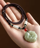 CIFEEO- Handmade Black Jade A Mythical Wild Animal Pendant Necklace KX1043