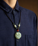 CIFEEO- Handmade Black Jade A Mythical Wild Animal Pendant Necklace KX1043