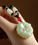 CIFEEO- Handmade Black Jade A Mythical Wild Animal Pendant Necklace KX1043