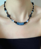 CIFEEO- Handmade Blue Bamboo Joint Beading Gratuated Bead Necklace GH1003