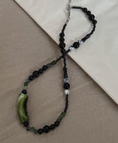 CIFEEO- Handmade Blue Bamboo Joint Beading Gratuated Bead Necklace GH1003