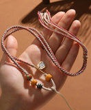 CIFEEO- Handmade Khaki Cloisonne Barrel Bead Tassel Lariat Necklace GH1036