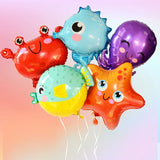 Cifeeo-5Pcs/set Marine Life Balloon Starfish Crab Hippocampus Globos Happy Birthday Party Decorations Baby Shower Balloons