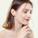 Hot New Silver Needle Willow Leaf Earrings Female Fashion Jewelry   Temperament Simple Long Tassel Earrings For Women Gift