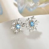 Cifeeo-Christmas gifts Crystal Zircon Snowflake Stud Earrings For Women Shiny Rhinestone Charm Earring Girls Christmas New Year Birthday Jewelry Gifts