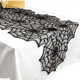 Cifeeo Halloween Spider Web Table Runners Black Lace Tablecloth Halloween Table Decoration Event Party Supplies 18" x 72" table cover