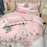 Cifeeo-Autumn and Winter Bedding Set Chinese Style Flowers Embroidery Shaggy Velvet Fleece Bedding Set, Duvet Cover Set, Plush, Warm Quilt, Bed Sheet, Pillowcases