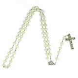 Cifeeo-Christmas Gift New Year's Eve Gift 8MM Glow In The Dark Rosary Bead Chain Necklaces For Women INRI Crucifix Cross Pendant luminous Necklace Religious Jewelry