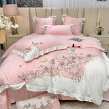 Cifeeo-Autumn and Winter Bedding Set Chinese Style Flowers Embroidery Shaggy Velvet Fleece Bedding Set, Duvet Cover Set, Plush, Warm Quilt, Bed Sheet, Pillowcases