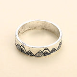 Cifeeo-Vintage Simplicity Carved Mountains Ring for Women Men Bohemian Delicate Mountains Handmade Ring for Female Gift