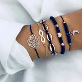 Cifeeo-Christmas Gift New Year's Eve Gift Boho Heart Charm Bracelet Set For Women Beads Chain Wrap Bangle Lady Girls Bohemian Jewelry Gift