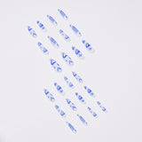 Cifeeo  24Pcs/Set Blue Heart Design False Nail French Full Cover Fake Nails Glue DIY Manicure Nail Art Tools