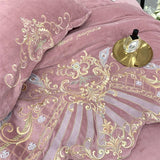 Cifeeo-Super Soft Velvet Fleece Bedding Set, Luxury Gold Embroidery, Plush Quilt Cover, Comforter Cover, Bed Sheet, Pillowcases