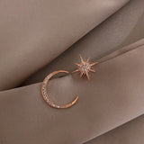 Cifeeo 2023 New Star Moon Earrings Korean Version Asymmetrical High Sense Earrings Fashion Earrings Exquisite Ear Nail
