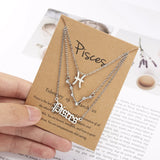 Cifeeo-Christmas Gift New Year's Eve Gift 3Pcs/set 12 Zodiac Sign Necklace For Women 12 Constellation Pendant Chain Choker Birthday Jewelry With Cardboard Card