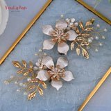 Cifeeo 2Pcs/Lot White Wedding Shoes Clips For Bride Wedding Flower Girl Golden Shoes Buckle  Flower Bridal High Heels Clips