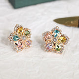 Cifeeo-Christmas gifts Female Luxury Crystal Zircon Stud Earrings Vintage Flowers Christmas Snowflakes Temperament Earrings Girl New Year Jewelry Gifts