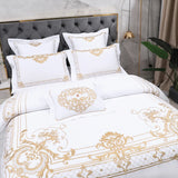 Cifeeo-Egyptian Cotton Bedding Set, Duvet Cover, Bed Sheet, Pillowcases, Luxury European Palace Style, Gold Embroidery, 4 Pcs, 7Pcs