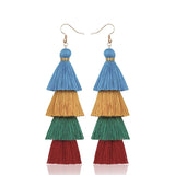 Cifeeo-Christmas Gift New Year's Eve Gift Bohemian 4 Layered Tassel Earrings For Women Ethnic Long Fringe Multi color Statement Dangle Earring GirlsFashion Jewelry