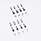 Cifeeo 24Pcs/Set Black And White Flame Design False Nail French Full Cover Fake Nails Glue DIY Manicure Nail Art Tools