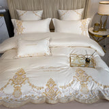 Cifeeo-New Luxury 1000TC Egyptian Cotton Gold Chic Embroidery 4Pcs Bedding Set Quilt/Duvet Cover Set Bed Linen Fitted Sheet Pillowcases