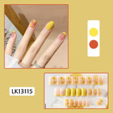 Cifeeo 24pcs Artificial Fake Nails Short Ballerina Coffin False Nails For Designs Press On Finger Tips Manicure Tool With Jelly Glue