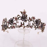 Cifeeo 2023 Back To School Baroque Vintage Black Purple Crystal Pearls Bridal Tiaras Crown Rhinestone Pageant Diadem Veil Tiara Wedding Hair Accessories